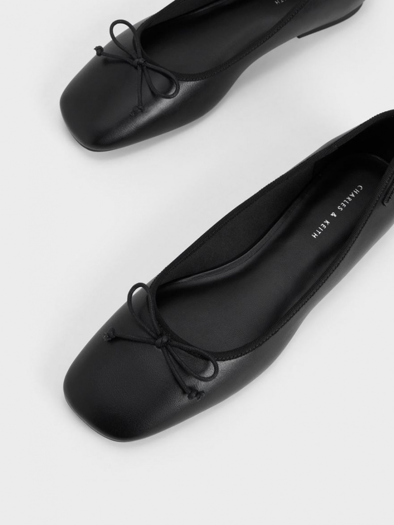 Charles & Keith Rhea Bow Ballerinas Schwarz | 932CGPHIS