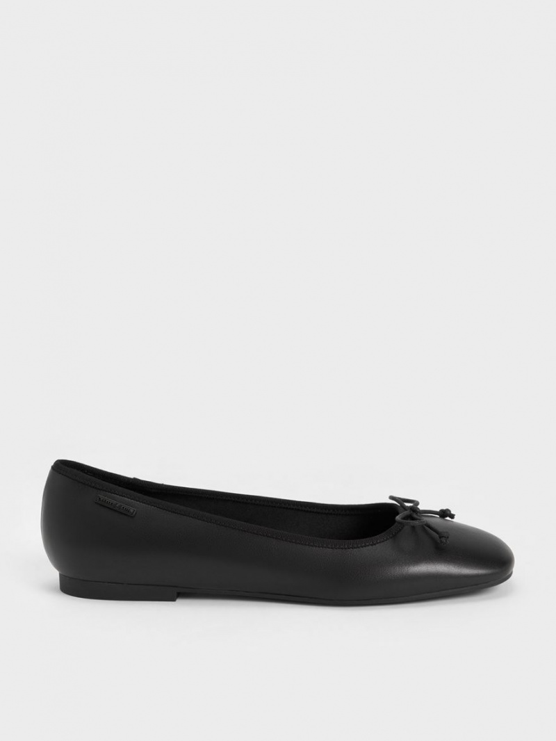 Charles & Keith Rhea Bow Ballerinas Schwarz | 932CGPHIS