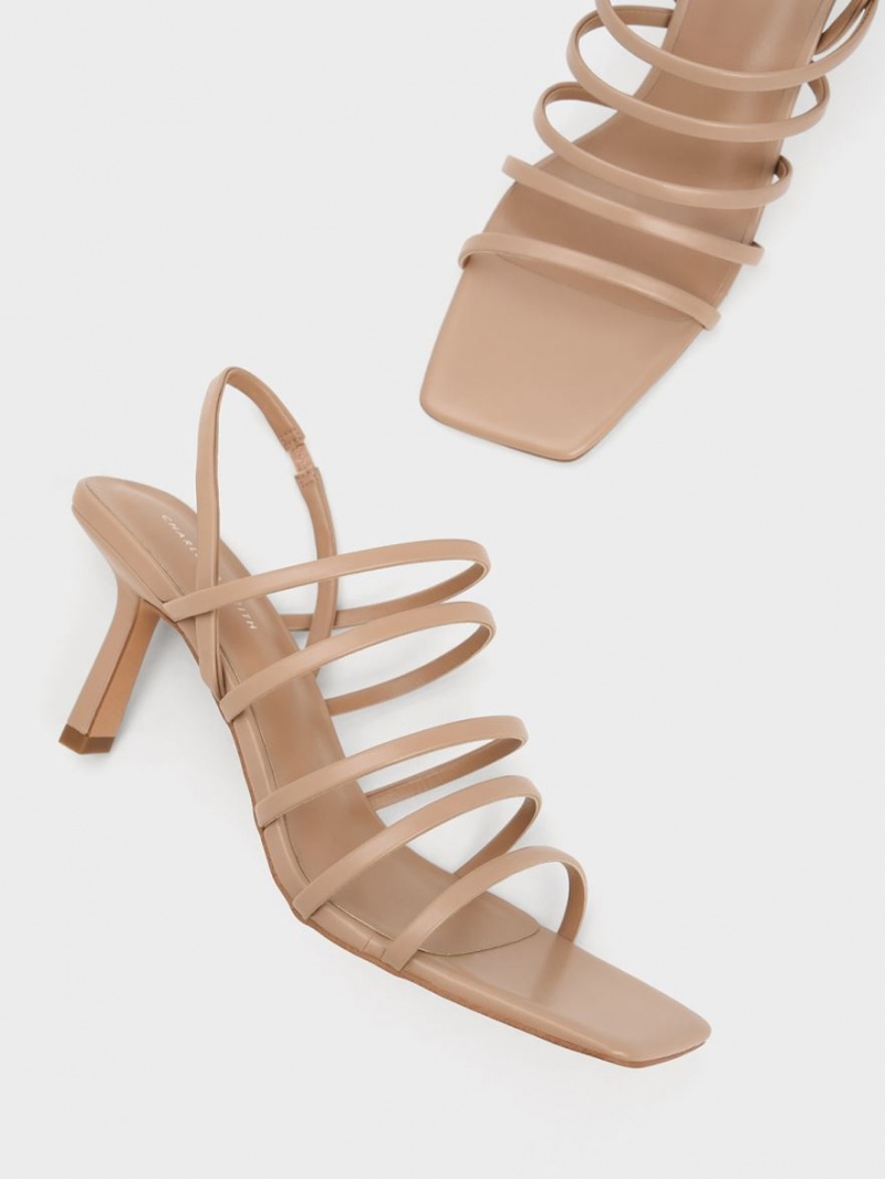 Charles & Keith Riemchen Blade Sandalen Absatz Beige | 391VTPGSC