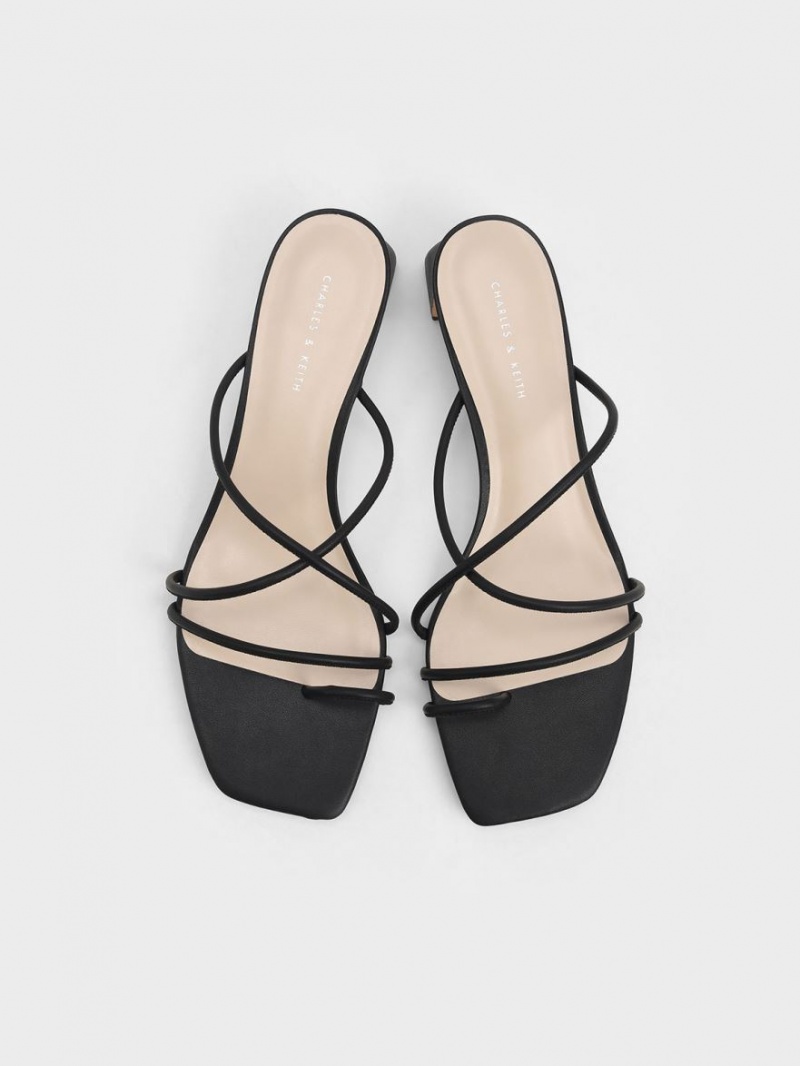 Charles & Keith Riemchen Kappe Ring Sandalen Absatz Schwarz | 621BCKQOT