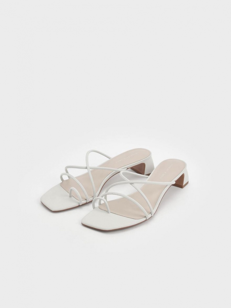 Charles & Keith Riemchen Kappe Ring Sandalen Absatz Weiß | 058AURKHV