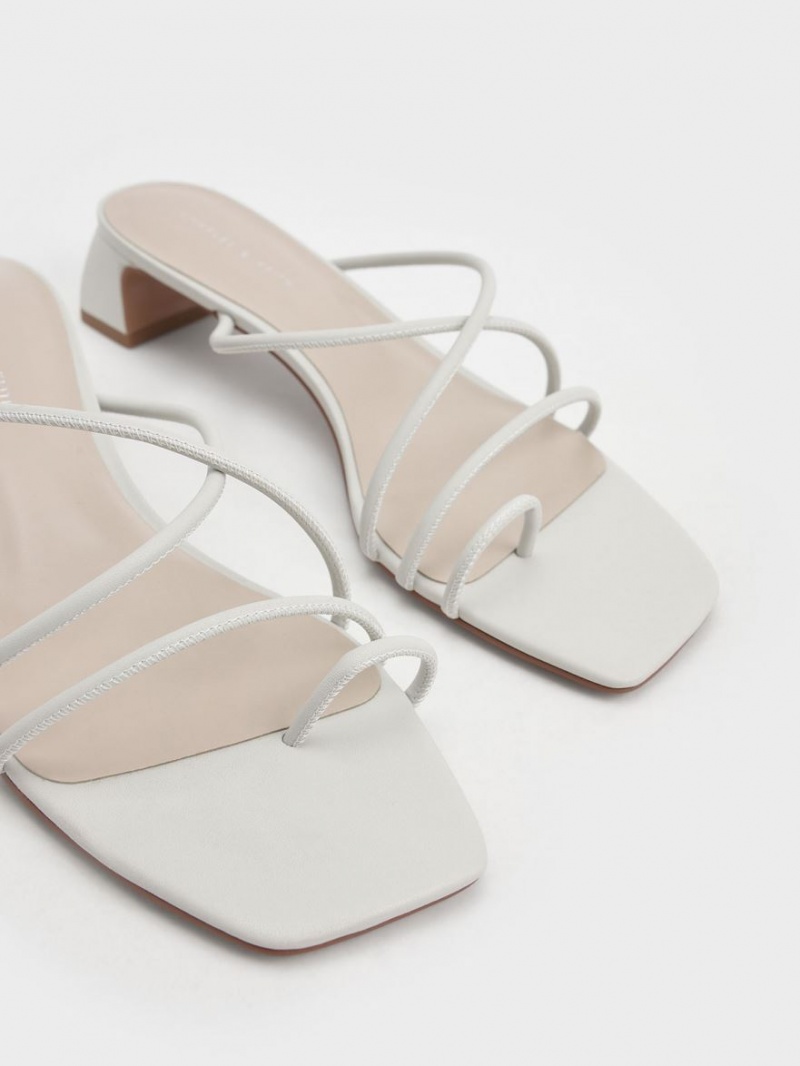 Charles & Keith Riemchen Kappe Ring Sandalen Absatz Weiß | 058AURKHV