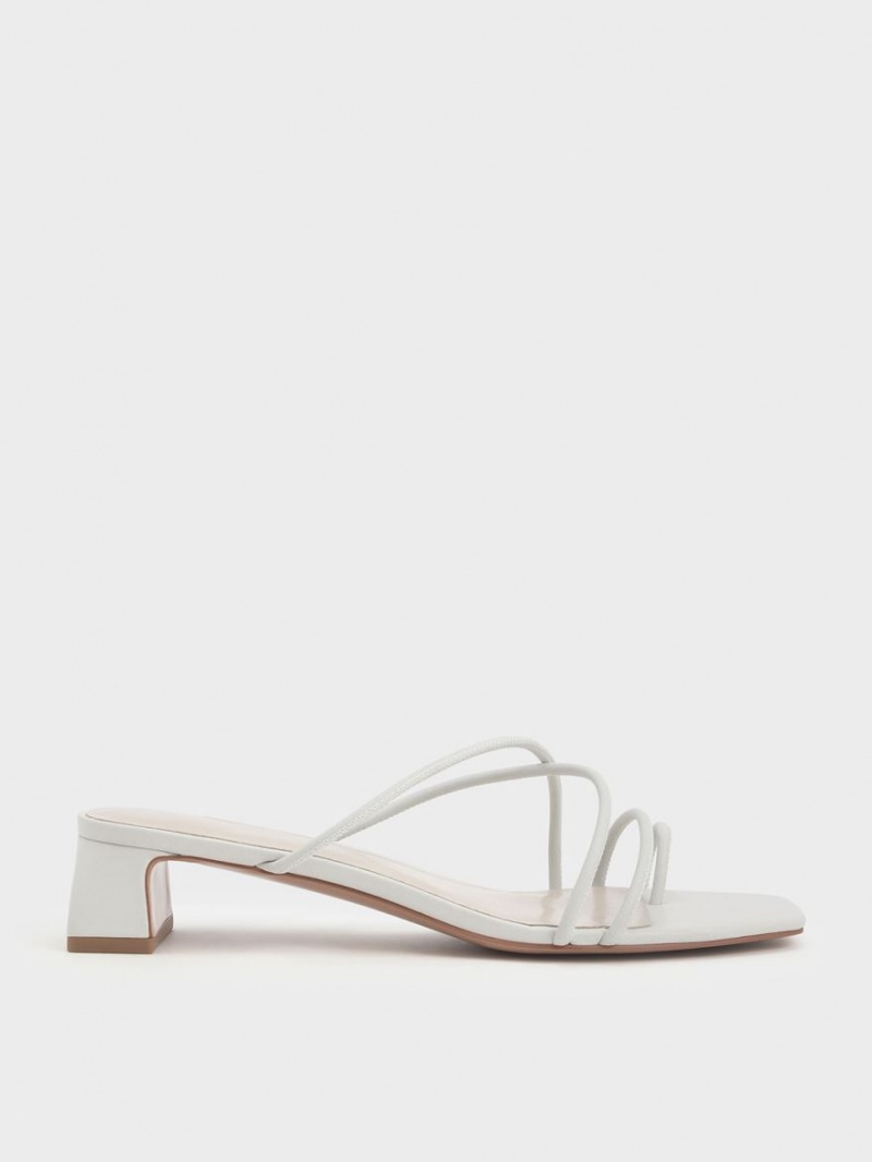 Charles & Keith Riemchen Kappe Ring Sandalen Absatz Weiß | 058AURKHV