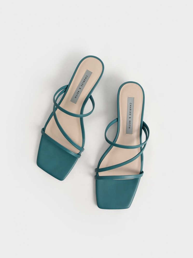 Charles & Keith Riemchen Wedge Mules Grün | 821VQLYMI