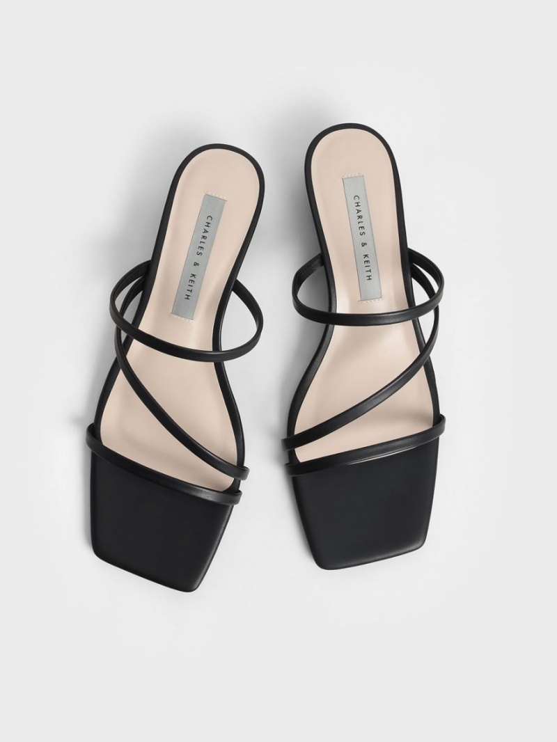 Charles & Keith Riemchen Wedge Mules Schwarz | 102LFQZAM