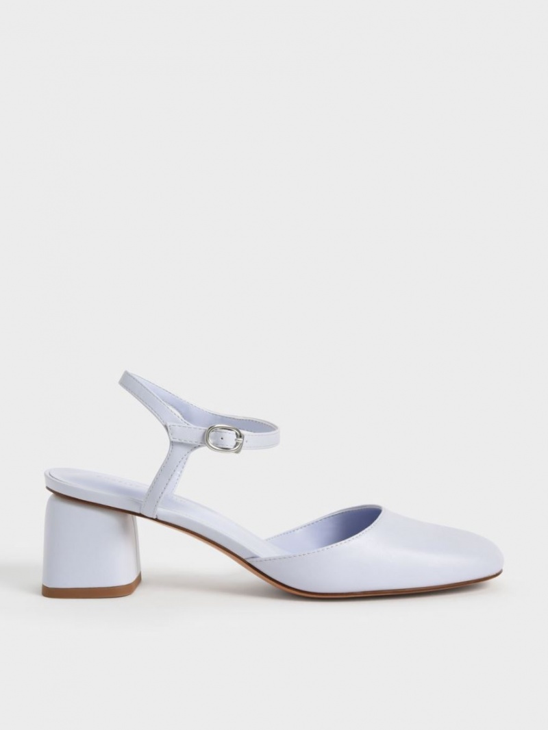 Charles & Keith Round Kappe Ankle-Riemen Pumps Hellblau | 264KRFCHS