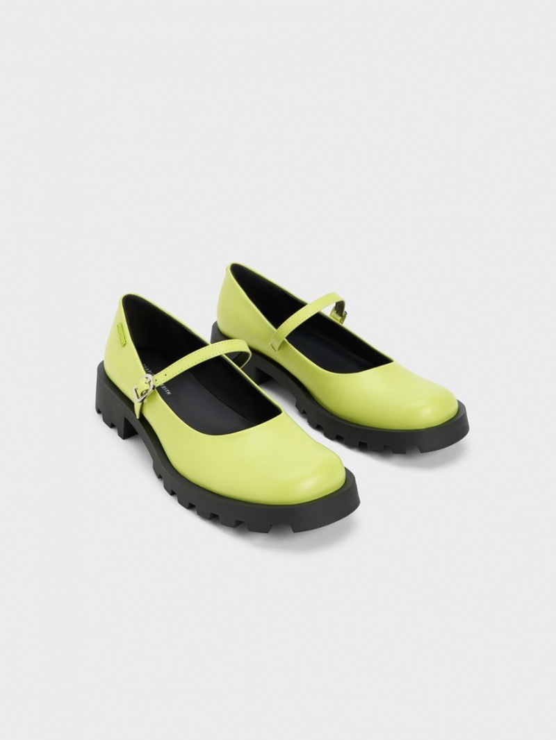 Charles & Keith Rounded Square-Kappe Mary Jane Schuhe Hellgrün | 573VFMCUE