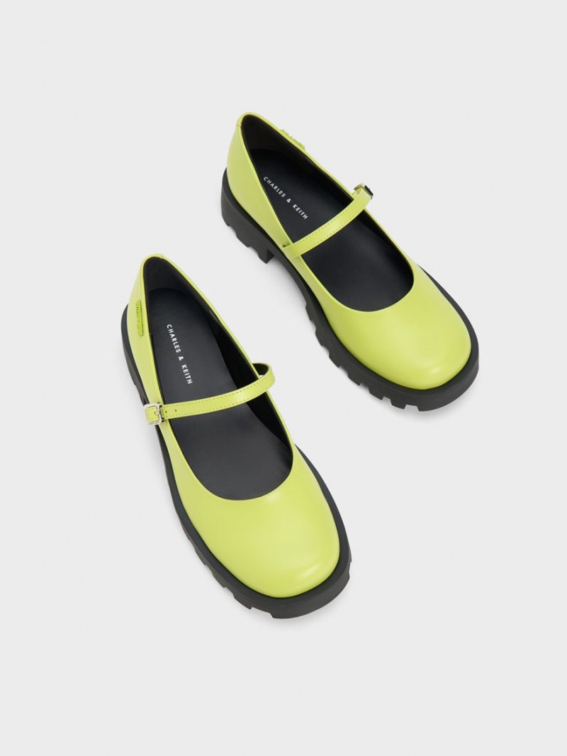 Charles & Keith Rounded Square-Kappe Mary Jane Schuhe Hellgrün | 573VFMCUE