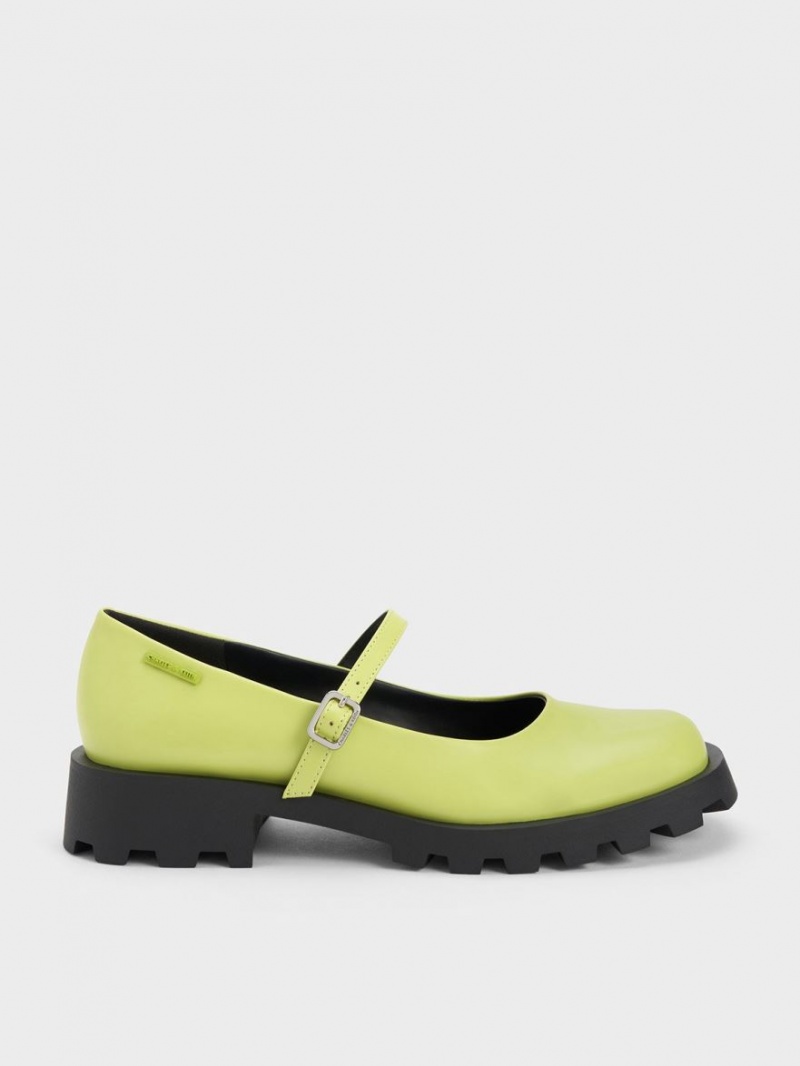 Charles & Keith Rounded Square-Kappe Mary Jane Schuhe Hellgrün | 573VFMCUE