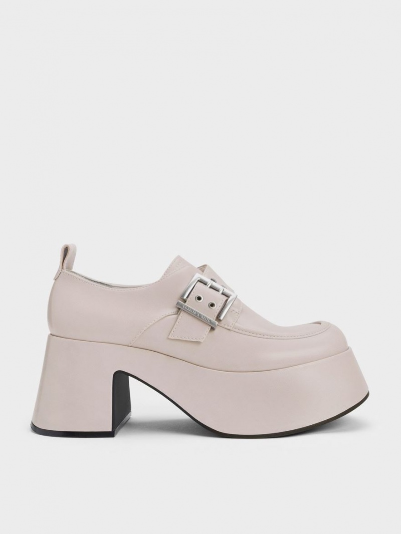 Charles & Keith Rubina Buckled Chunky Halbschuhe Hellgrau | 684IAOUMV