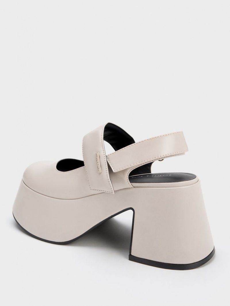 Charles & Keith Rubina Slingback Mary Jane Pumps Hellgrau | 082ZXJDUQ