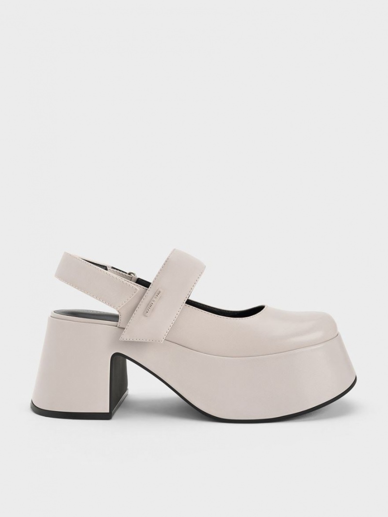 Charles & Keith Rubina Slingback Mary Jane Pumps Hellgrau | 082ZXJDUQ