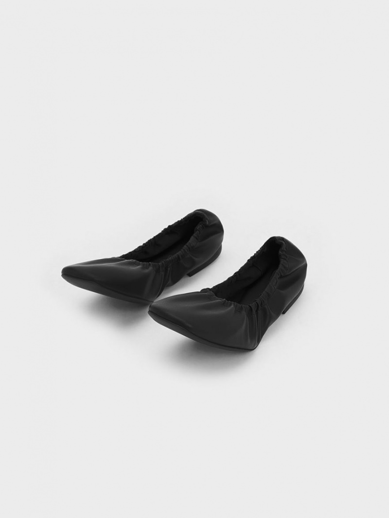 Charles & Keith Ruched Ballerinas Schwarz | 605ZXHRQY