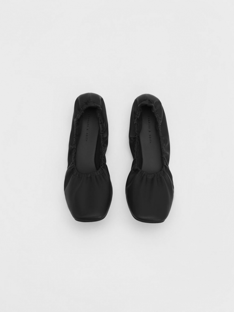 Charles & Keith Ruched Ballerinas Schwarz | 605ZXHRQY