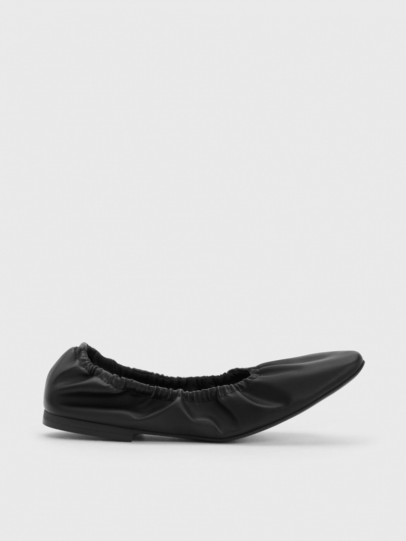 Charles & Keith Ruched Ballerinas Schwarz | 605ZXHRQY