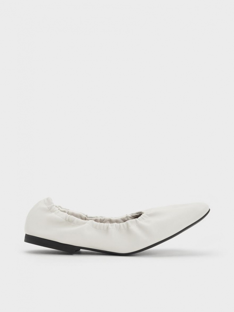 Charles & Keith Ruched Ballerinas Weiß | 237TAEJOG