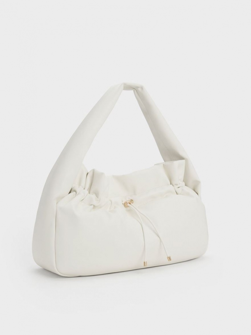 Charles & Keith Ruched Hobo Tasche Weiß | 581HZNWJY