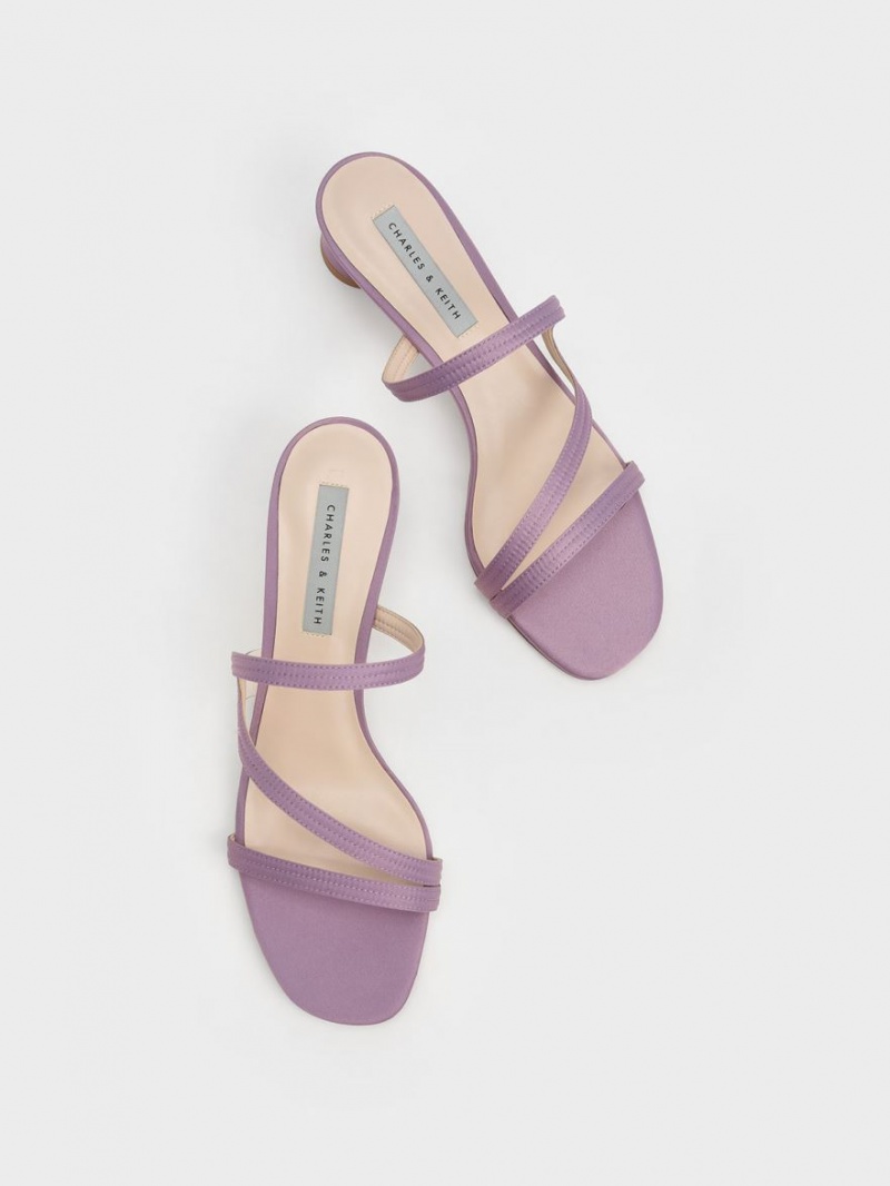 Charles & Keith Satin Wavy Riemen Mules Lila | 328QIZRKL