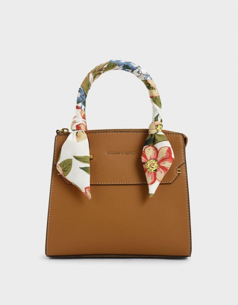 Charles & Keith Scarf-Wrapped Top Handtasche Braun | 321XNPRFL