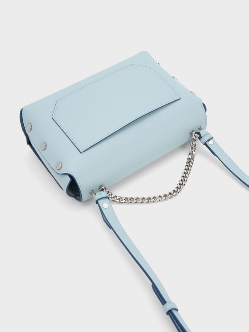 Charles & Keith Screw Motif Front Flap Tragetaschen Blau | 650GFMTDZ