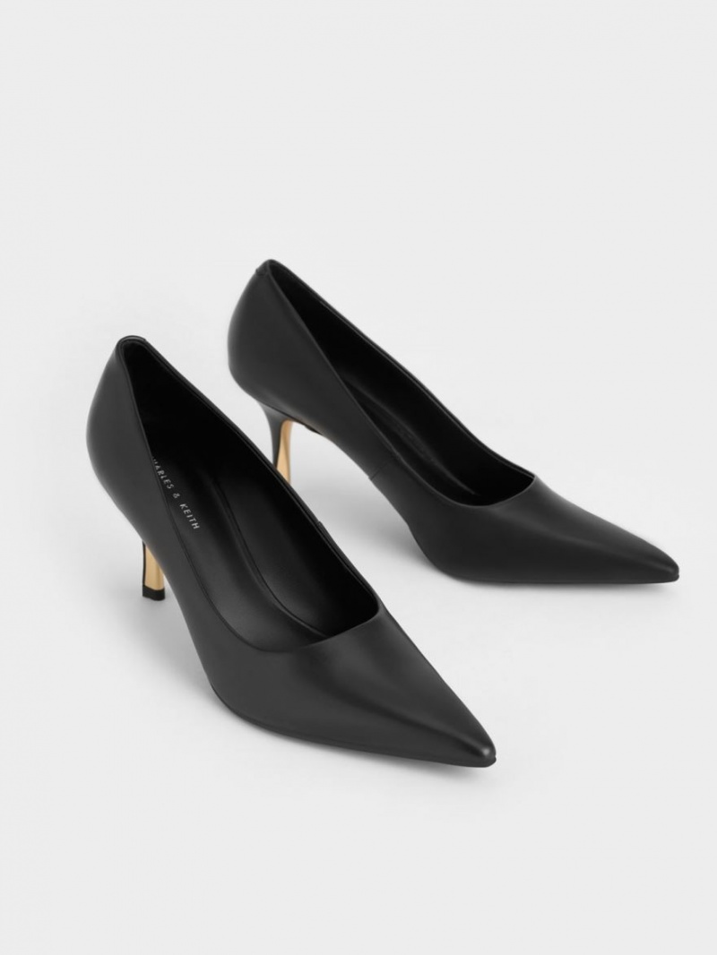 Charles & Keith Sculptural Heel Pointed-Kappe Pumps Schwarz | 124TWFBVS