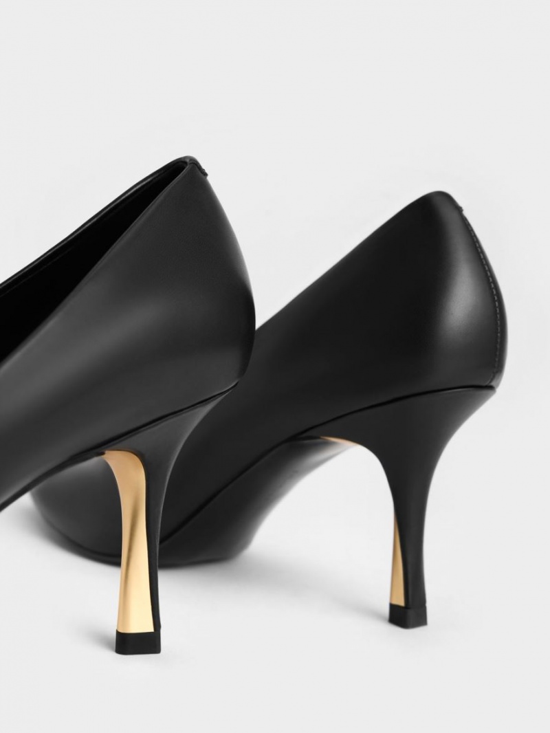 Charles & Keith Sculptural Heel Pointed-Kappe Pumps Schwarz | 124TWFBVS