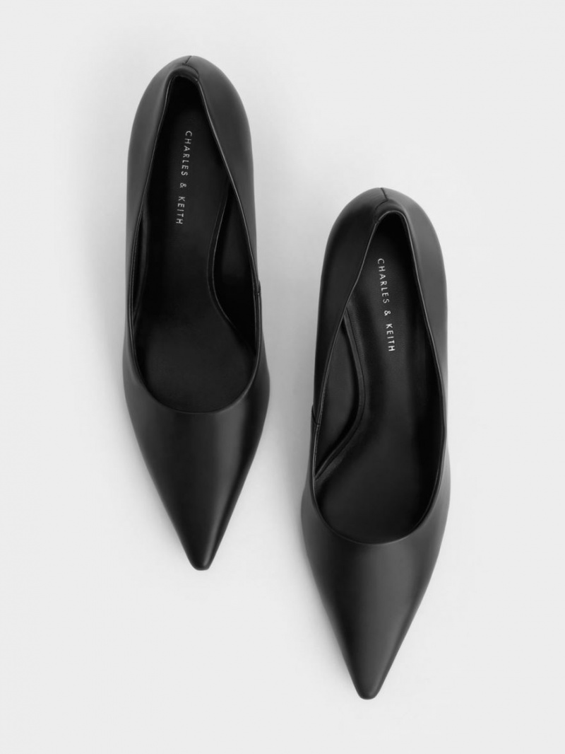 Charles & Keith Sculptural Heel Pointed-Kappe Pumps Schwarz | 124TWFBVS