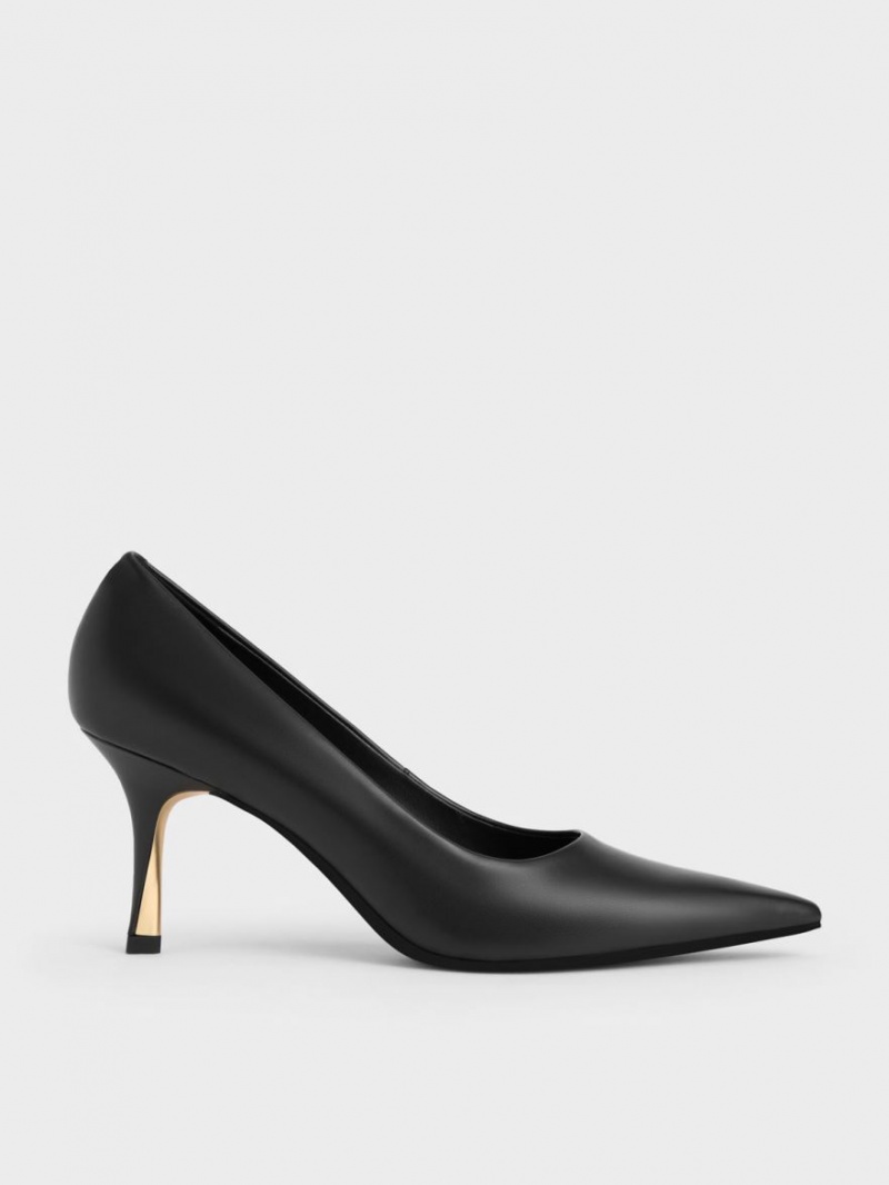 Charles & Keith Sculptural Heel Pointed-Kappe Pumps Schwarz | 124TWFBVS