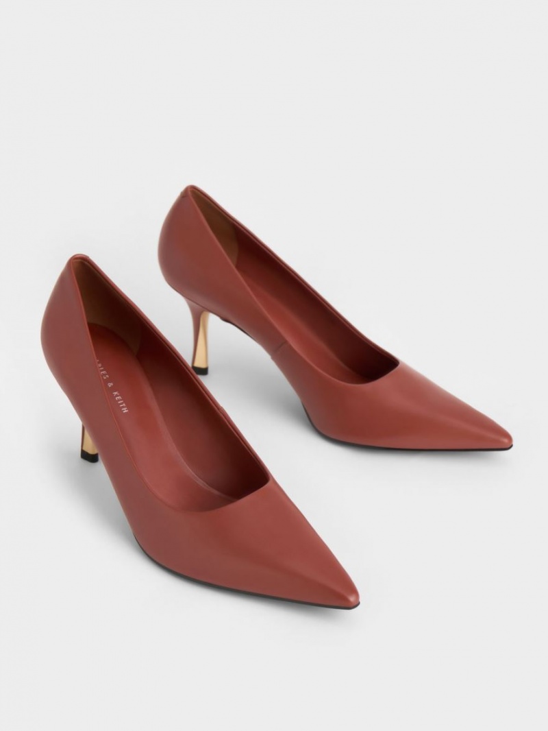 Charles & Keith Sculptural Heel Pointed-Kappe Pumps Braun | 415ZURFMQ