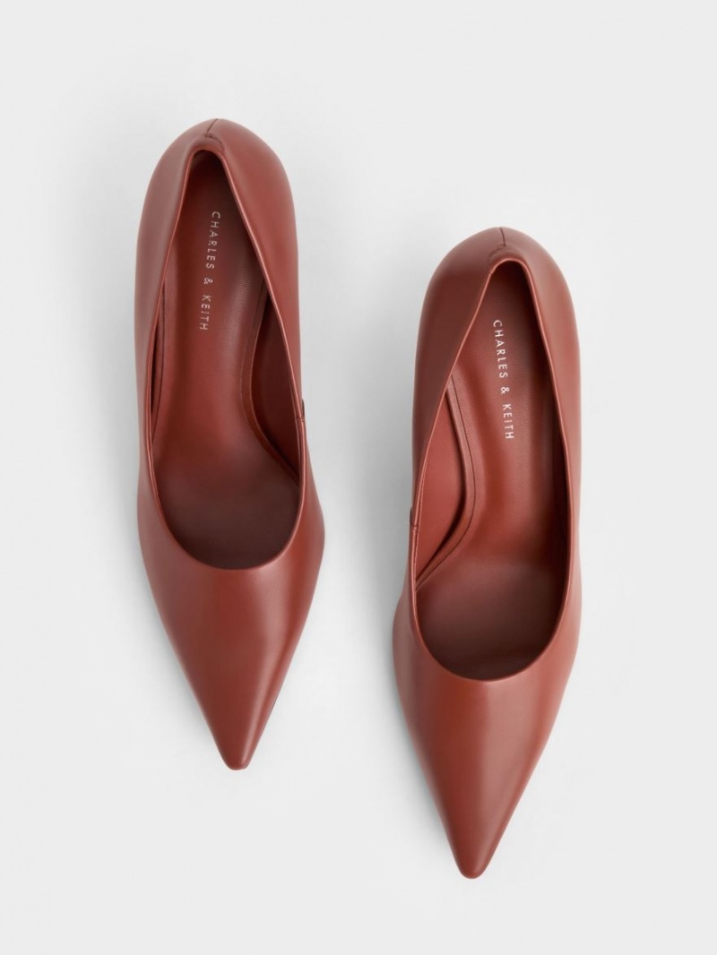 Charles & Keith Sculptural Heel Pointed-Kappe Pumps Braun | 415ZURFMQ