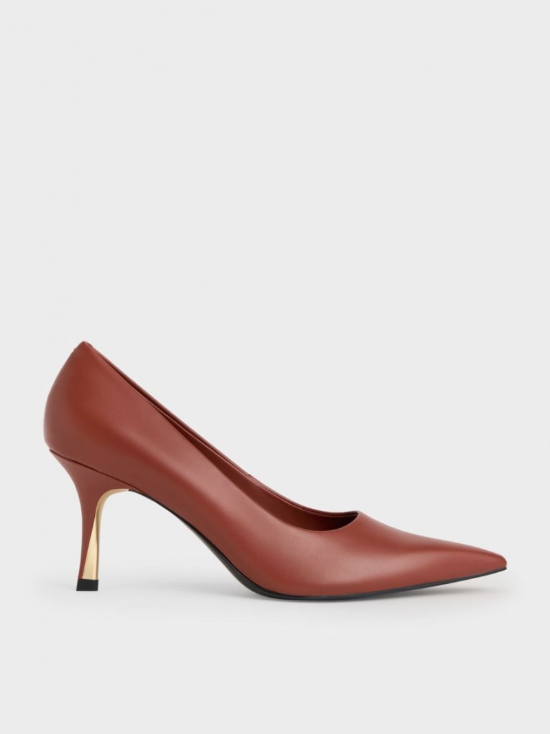 Charles & Keith Sculptural Heel Pointed-Kappe Pumps Braun | 415ZURFMQ