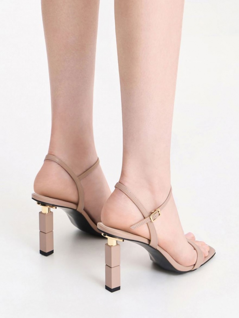 Charles & Keith Sculptural Sandalen Absatz Beige | 349FMGAQX