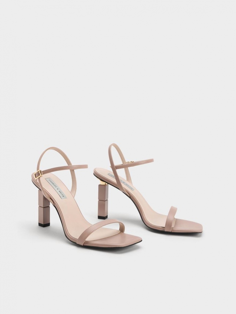 Charles & Keith Sculptural Sandalen Absatz Beige | 349FMGAQX