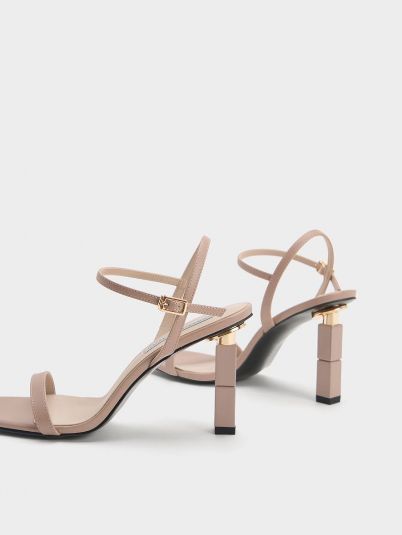 Charles & Keith Sculptural Sandalen Absatz Beige | 349FMGAQX