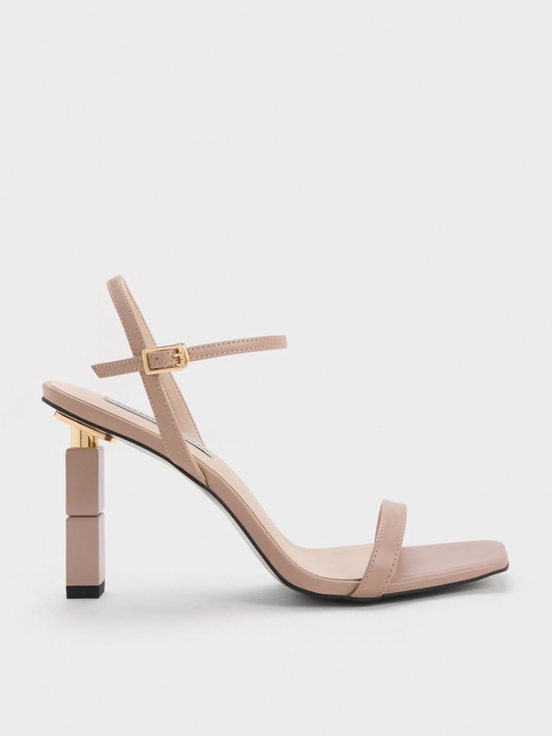 Charles & Keith Sculptural Sandalen Absatz Beige | 349FMGAQX