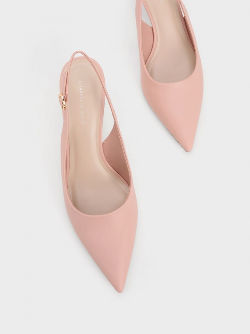 Charles & Keith See-Through Trapeze Heel Slingback Pumps Rosa | 135PJACRX