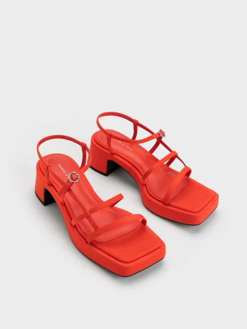 Charles & Keith Selene Flower-Schnallen Riemchensandalen Rot | 385JOYPDE