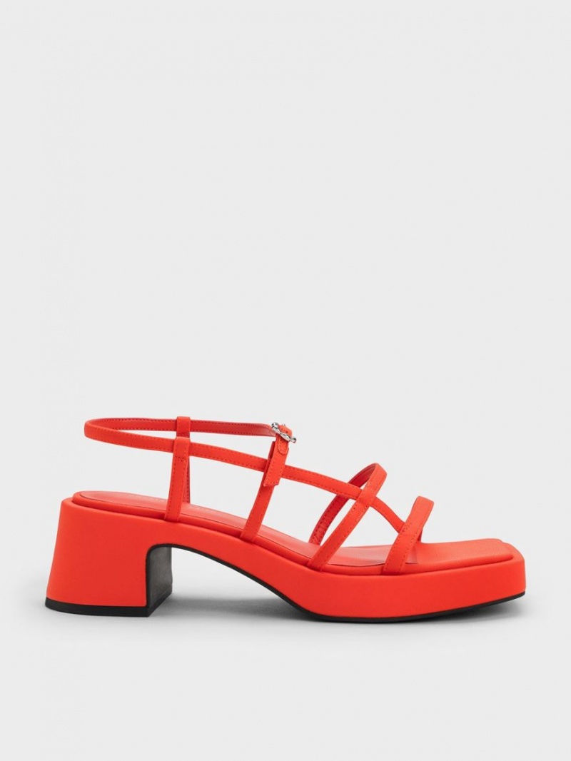 Charles & Keith Selene Flower-Schnallen Riemchensandalen Rot | 385JOYPDE