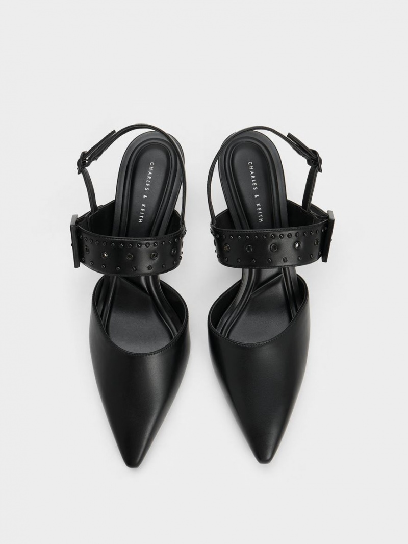 Charles & Keith Sepphe Grommet Slingback Pumps Schwarz | 947JZHBNE