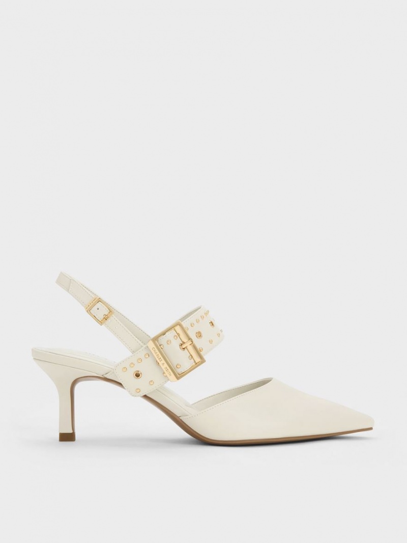 Charles & Keith Sepphe Grommet Slingback Pumps Weiß | 297FUOINC