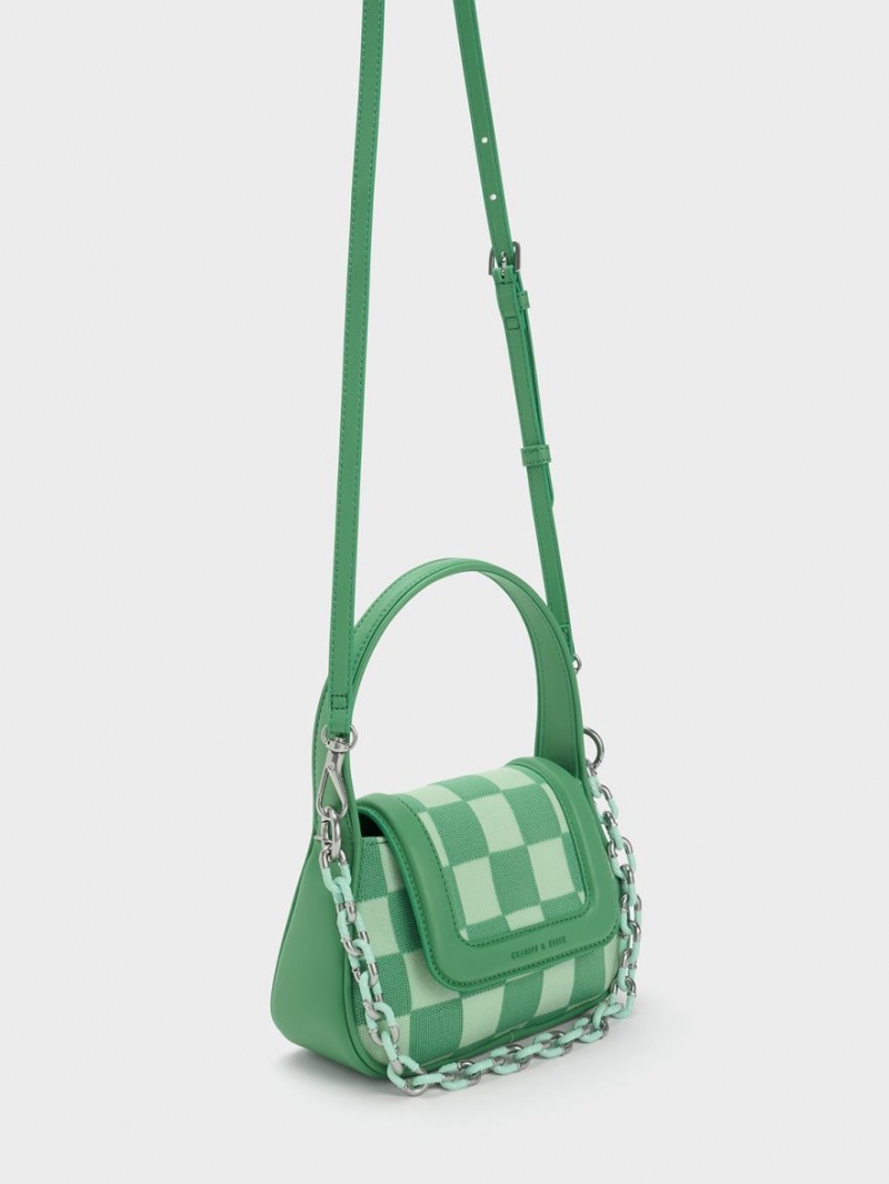 Charles & Keith Shiloh Checkerboard Top Handtasche Grün | 531TXZKHA