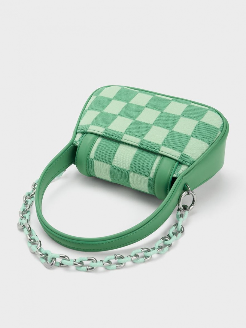 Charles & Keith Shiloh Checkerboard Top Handtasche Grün | 531TXZKHA