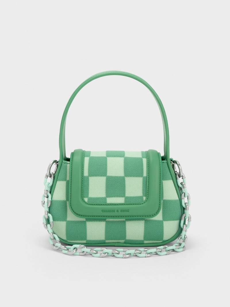 Charles & Keith Shiloh Checkerboard Top Handtasche Grün | 531TXZKHA