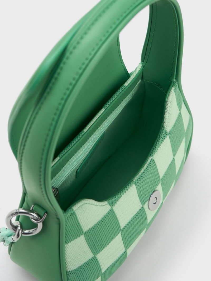 Charles & Keith Shiloh Checkerboard Top Handtasche Grün | 531TXZKHA