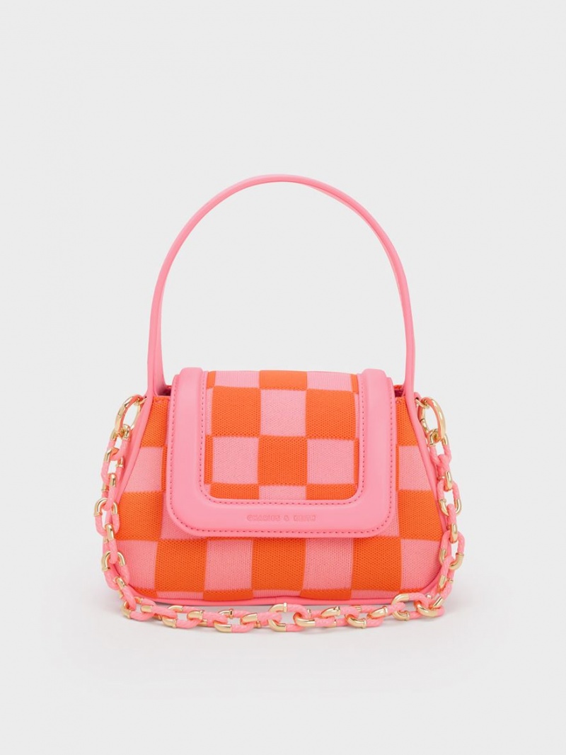 Charles & Keith Shiloh Checkerboard Top Handtasche Rosa | 986PFRNCY