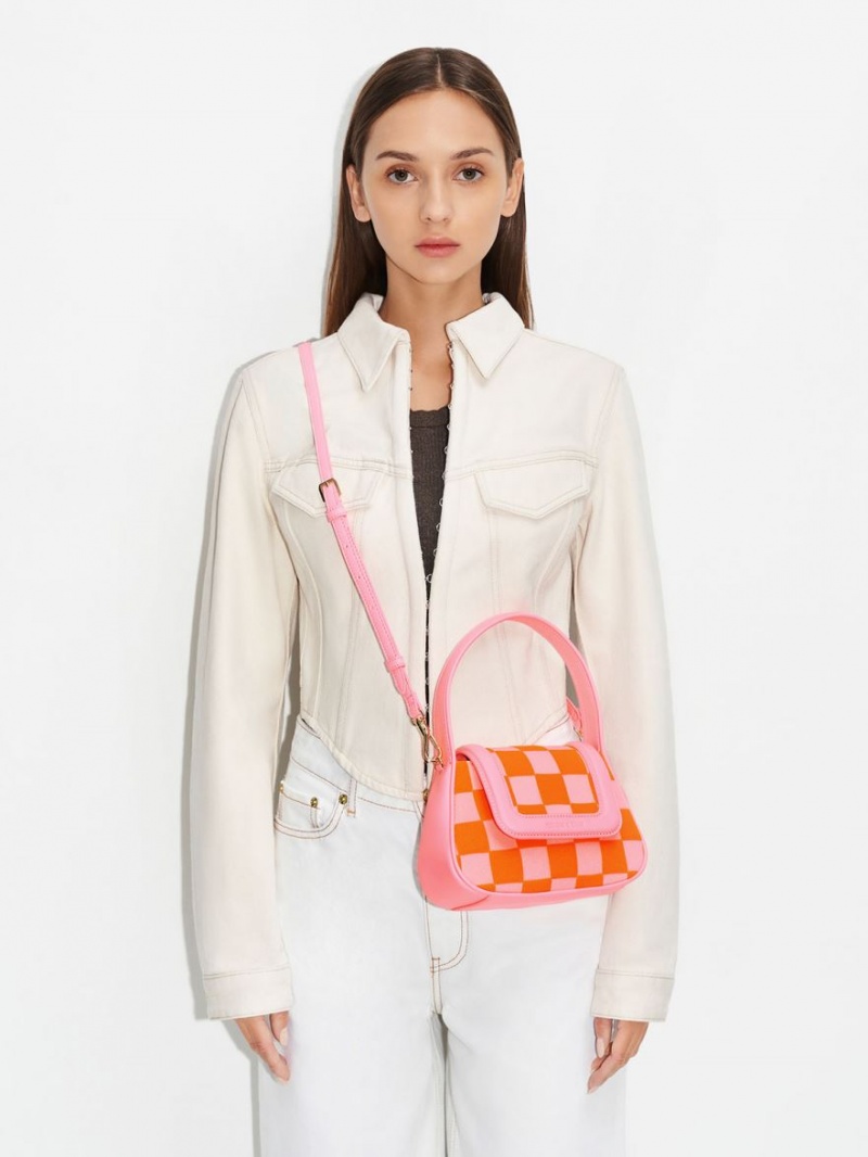 Charles & Keith Shiloh Checkerboard Top Handtasche Rosa | 986PFRNCY