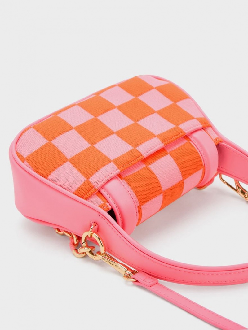 Charles & Keith Shiloh Checkerboard Top Handtasche Rosa | 986PFRNCY