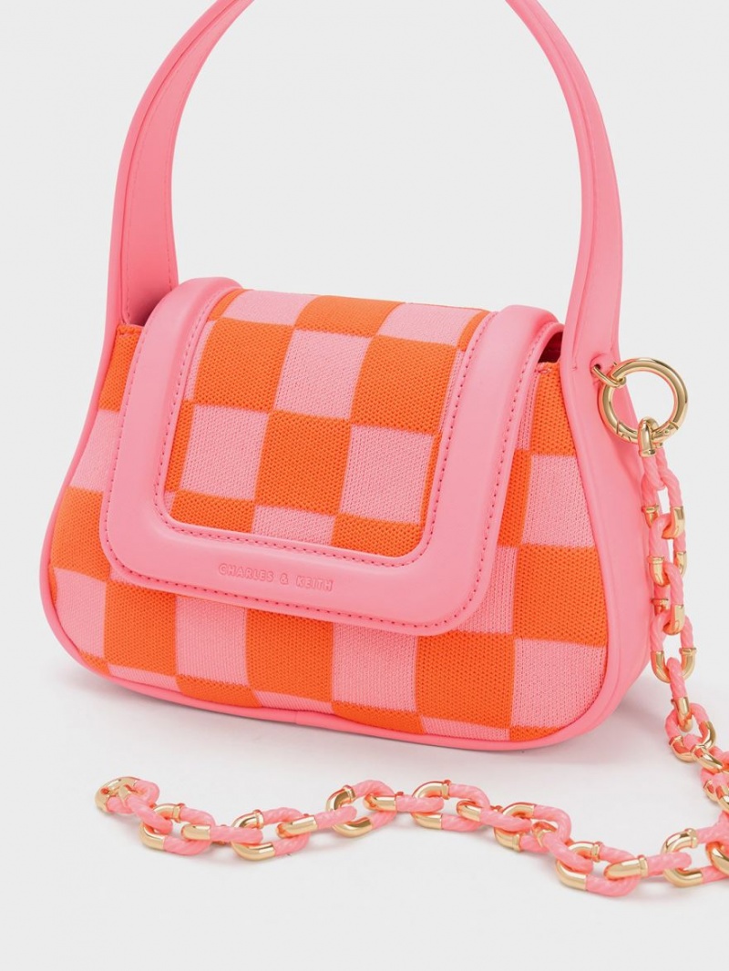 Charles & Keith Shiloh Checkerboard Top Handtasche Rosa | 986PFRNCY