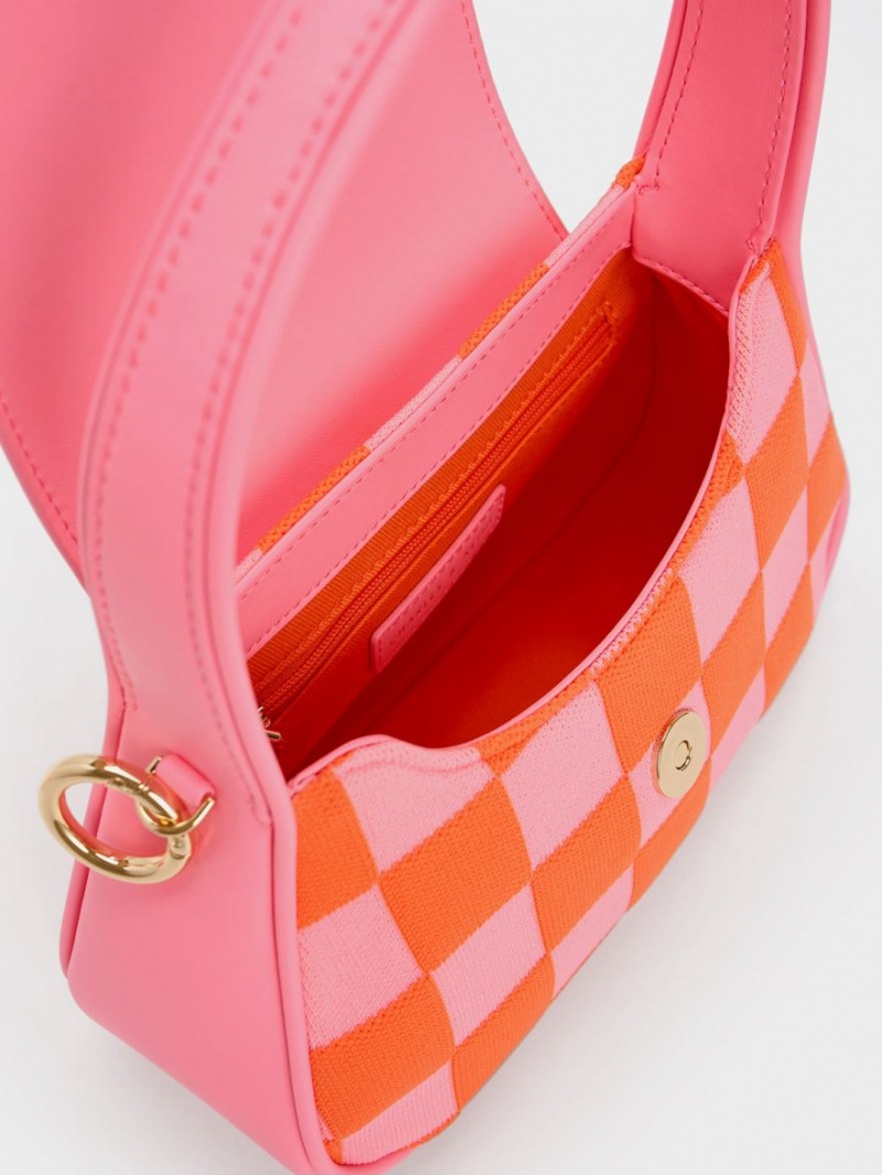 Charles & Keith Shiloh Checkerboard Top Handtasche Rosa | 986PFRNCY