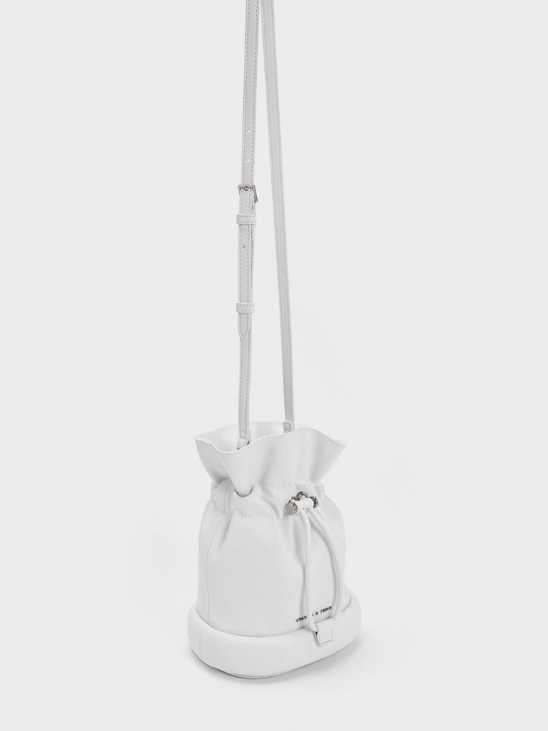 Charles & Keith Shiloh Drawstring Bucket Tasche Weiß | 068OQBECG